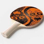 Oranje en zwarte Yin Yang Zombies Tafeltennisbatje (Voorkant Gekanteld)