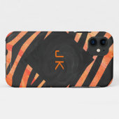 Oranje en Zwarte Zebra Monogram Case-Mate iPhone Case (Achterkant (horizontaal))