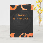 Oranje en Zwarte Zebra Monogram Kaart (Gele Bloem)