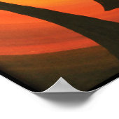 Oranje en zwarte zonsondergang met vogels poster (Hoek)