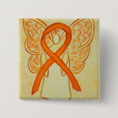 Oranje engel-bewustmakingsribbon aangepaste kunsts vierkante button 5,1 cm (Voorkant)