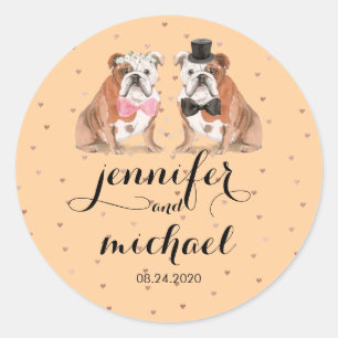 Oranje Engelse Bulldog huwelijksfeest Ronde Sticker