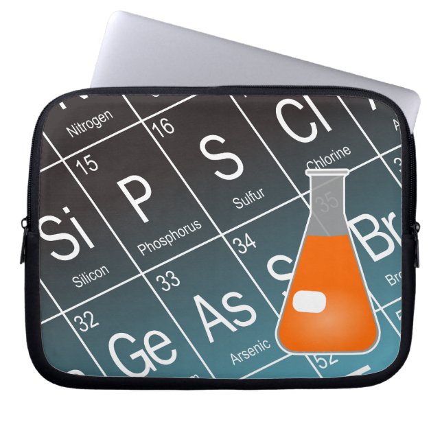 Oranje Erlenmeyer (conische) kolfchemie Laptop Sleeve (Voorkant)