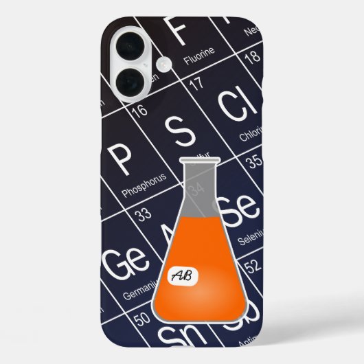 Oranje Erlenmeyer (met Initialen) Chemie Case-Mate iPhone Case (Achterkant)