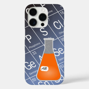 Oranje Erlenmeyer (met Initialen) Chemie iPhone 16 Pro Hoesje
