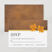 Oranje esdoorn bladeren op bruin papier RSVP bruil (Voorkant / Achterkant)