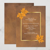 Oranje esdoorn verlaat bruin bruiloft kaart (Voorkant / Achterkant)