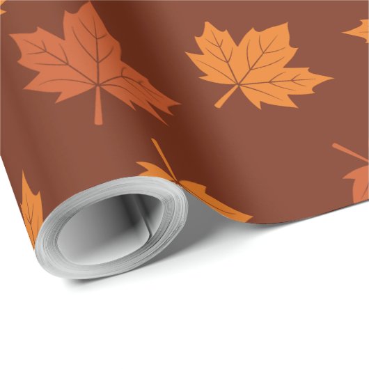 Oranje Esdoornblad Najaarsnaadloos patroon Cadeaupapier (Rol Hoek)