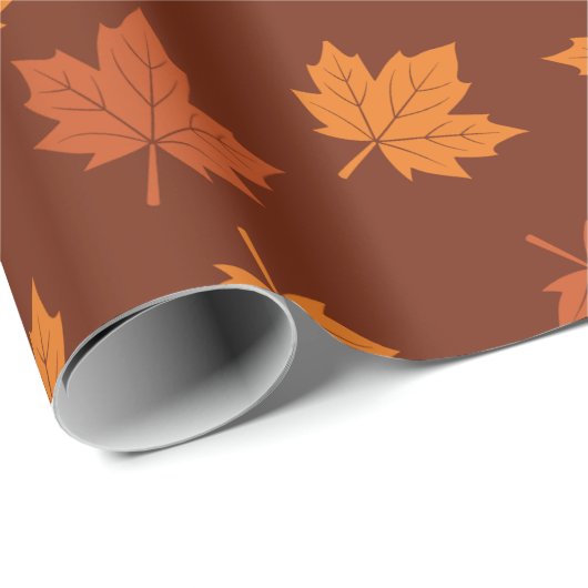 Oranje Esdoornblad Najaarsnaadloos patroon Cadeaupapier (Rol Hoek)