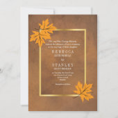 Oranje esdoornbladeren op bruin gebrandschilderd p kaart (Voorkant)