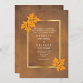 Oranje esdoornbladeren op bruin gebrandschilderd p kaart (Voorkant / Achterkant)