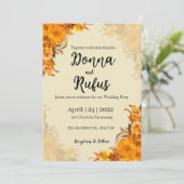 oranje esthetische bloemenuitnodiging kaart (Staand voorkant)