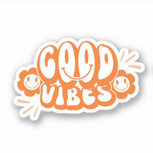 Oranje esthetische goede vibes sticker (Voorkant)