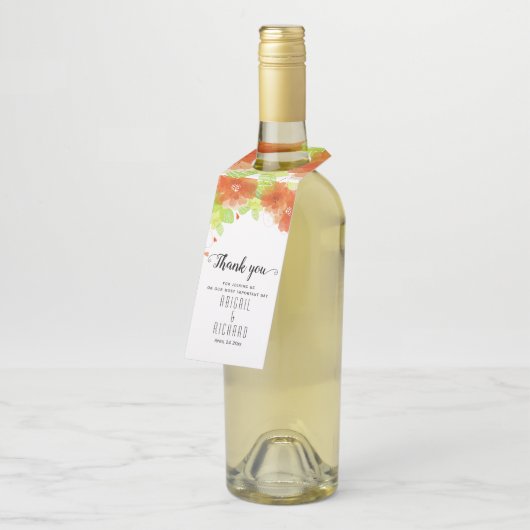 Oranje etherbloemen, bloederige bruiloft flessenhanger (Schuin)