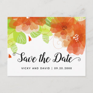 Oranje etherbloemen bruiloft Save the Date Briefkaart