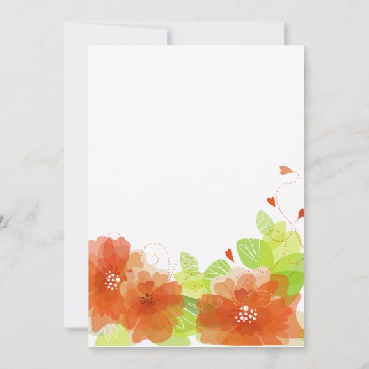 Oranje etherbloemen trouwparen douchen kaart (Achterkant)