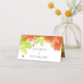 Oranje etherische bloemen bloemenbruiloft escort k plaatskaartje (Achterkant)