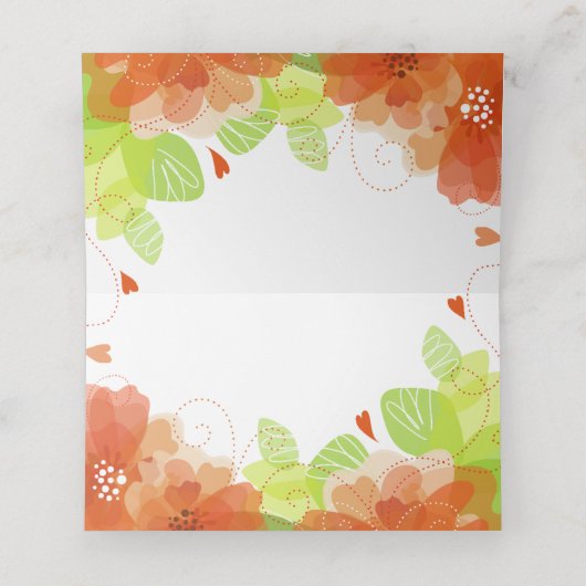 Oranje etherische bloemen bloemenbruiloft escort k plaatskaartje (Binnenkant ongevouwen)