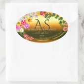Oranje Etiket Kleurrijke bloemen en Initialen (Tas)