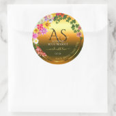 Oranje Etiket Kleurrijke bloemen en Initialen (Tas)