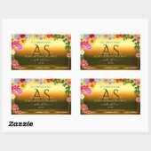 Oranje Etiket Kleurrijke bloemen en Initialen (Vel)