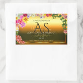 Oranje Etiket Kleurrijke bloemen en Initialen (Tas)