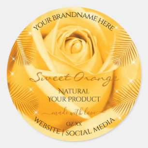 Oranje etiketten van Rozen met palmbladeren