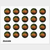 ORANJE EXOTISCHE CACTUSBLOEM RONDE STICKER (Vel)