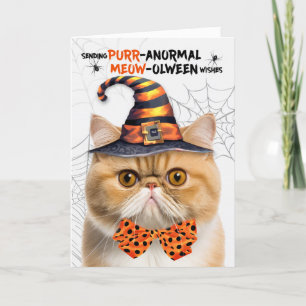 Oranje exotische Halloween Cat PURRanormale MEOWol Feestdagen Kaart