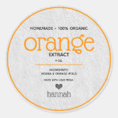 Oranje extract gepersonaliseerd bottellabel ronde sticker (Voorkant)
