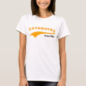 Oranje extravert typografie Swoosh aangepaste datu T-shirt (Voorkant)