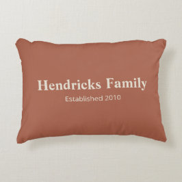 Oranje familienaam "Established" met rugpatroon Accent Kussen