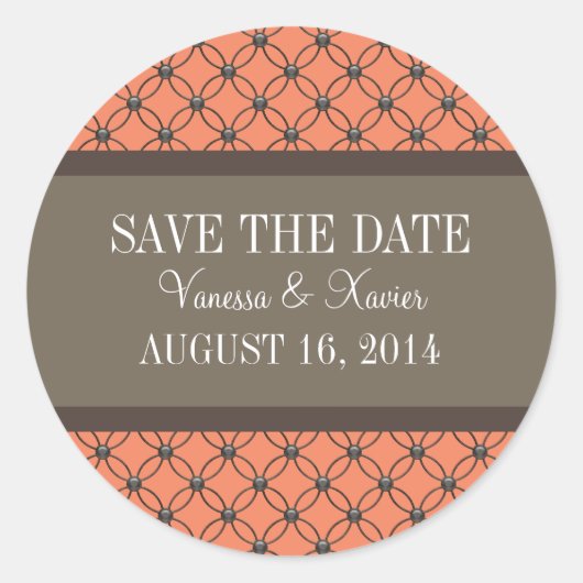 Oranje Fancy Bericht sparen de Stickers van de Dat (Voorkant)