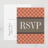 Oranje Fancy lattice RSVP Briefkaart (Voorkant / Achterkant)