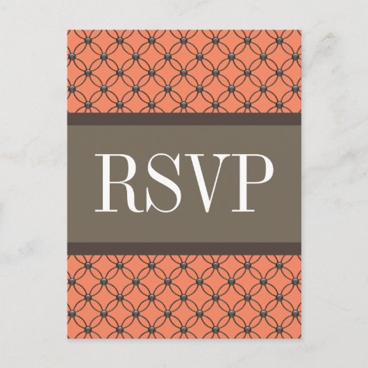 Oranje Fancy lattice RSVP Briefkaart (Voorkant)