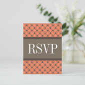 Oranje Fancy lattice RSVP Briefkaart (Staand voorkant)