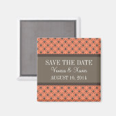 Oranje Fancy Lattice Save the Date Magnet (Voorkant / Achterkant)