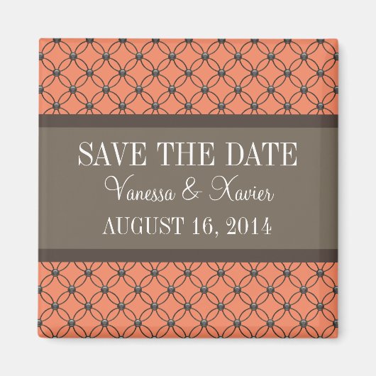Oranje Fancy Lattice Save the Date Magnet (Voorkant)