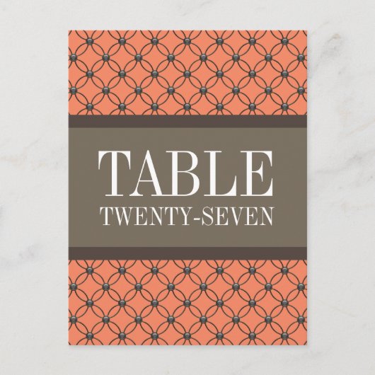 Oranje Fancy Tabelnummer Briefkaart (Voorkant)