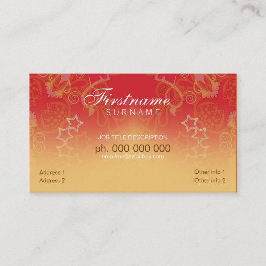 Oranje Fantasy curlz Kaart Visitekaartje (Voorkant)