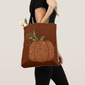 Oranje Faux Glitter Pumpkin Tote Bag (Dichtbij)