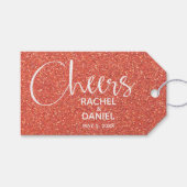 Oranje Faux Glitter Wedding Favor Cadeaulabel (Voorkant (Horizontaal))