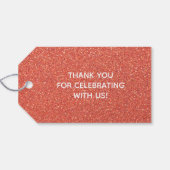 Oranje Faux Glitter Wedding Favor Cadeaulabel (Achterkant Horizontaal)