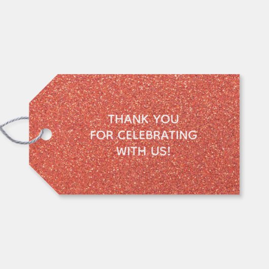 Oranje Faux Glitter Wedding Favor Cadeaulabel (Achterkant Horizontaal)