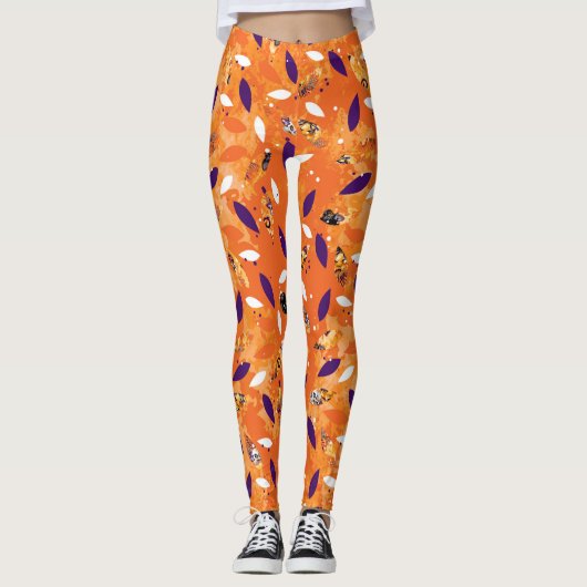 Oranje Feather Halloween Leggings (Voorkant)