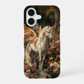 Oranje Feathered Fairy Unicorn Fantasy iPhone 16 Hoesje (Achterkant)