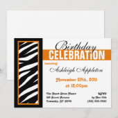 Oranje feestdagen in Zebra Print Side Kaart (Voorkant / Achterkant)