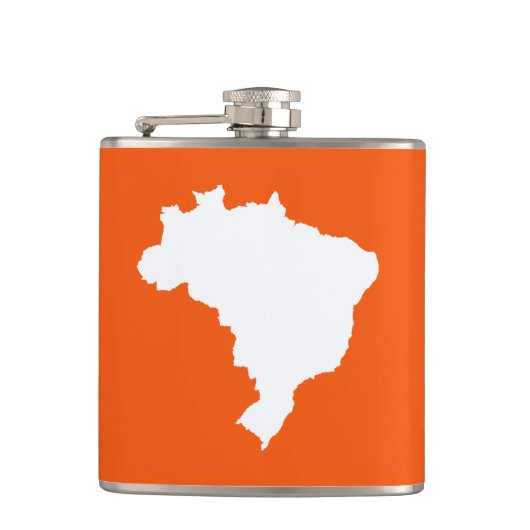 Oranje Feestelijk Brazilië Heupfles (Voorkant)