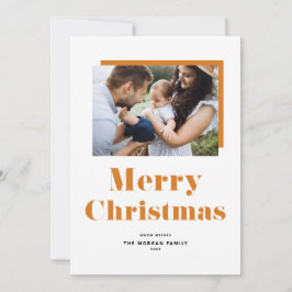 Oranje feestelijke kerstfoto met gebouste typograf feestdagenkaart