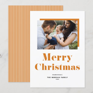 Oranje feestelijke kerstfoto met gebouste typograf feestdagenkaart